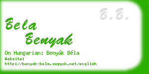 bela benyak business card
